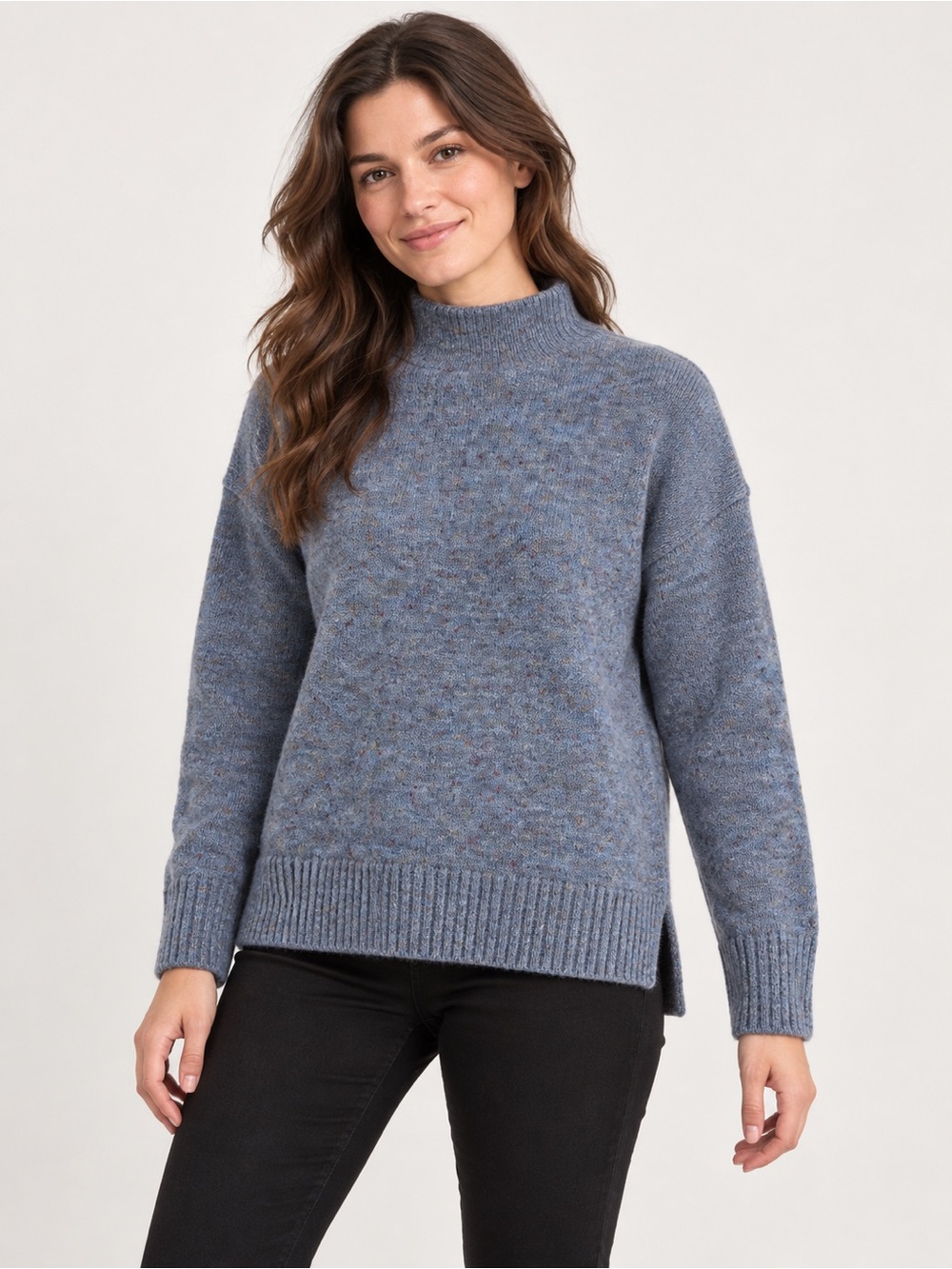 NWOT Well Worn Heathered Blue Mock Turtleneck Sweater